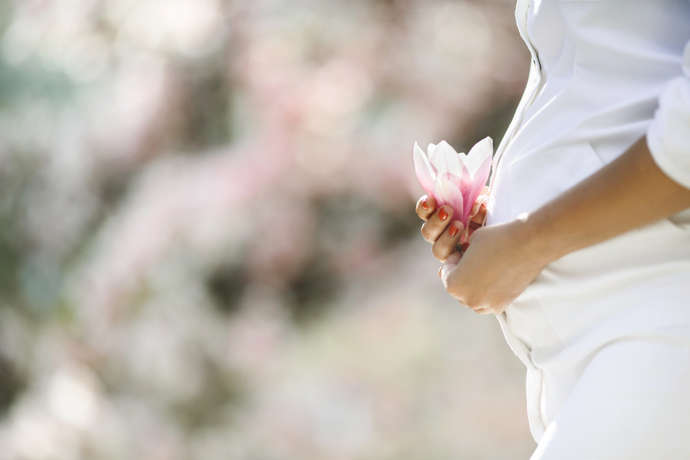 belly pregnant woman flower